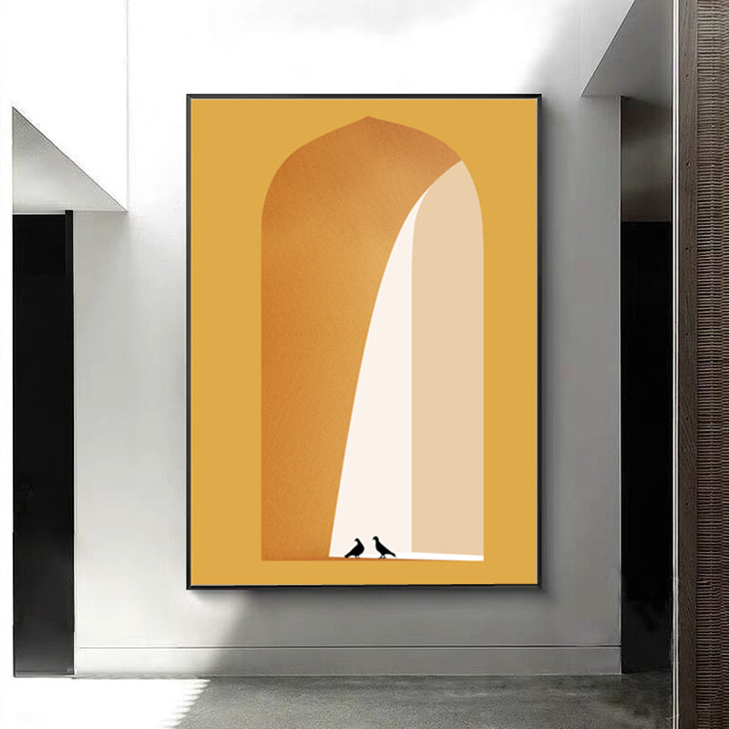 Modern Canvas Art Light-Color Animal in Arch Hallway Wall Decoration for Corridor