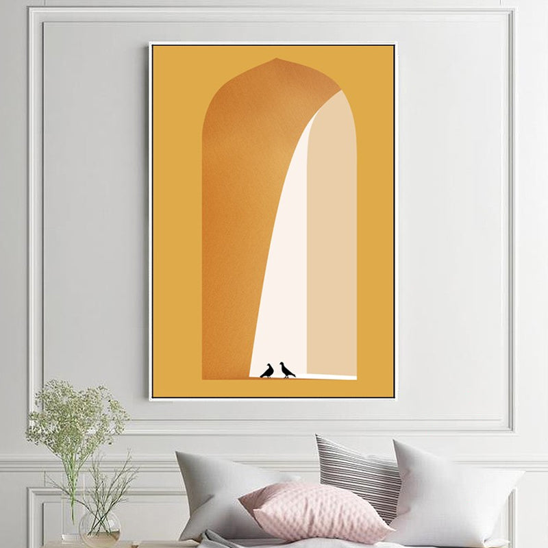 Modern Canvas Art Light-Color Animal in Arch Hallway Wall Decoration for Corridor