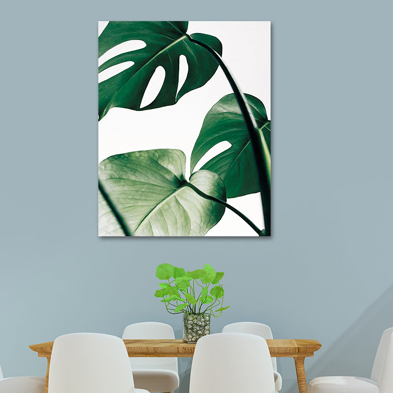 Textured Monstera Leaves Wall Decor Tropical Canvas Wall Art for Living Room