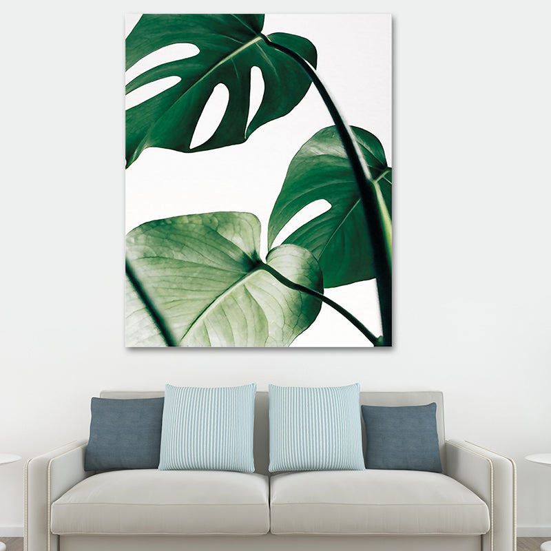 Textured Monstera Leaves Wall Decor Tropical Canvas Wall Art for Living Room