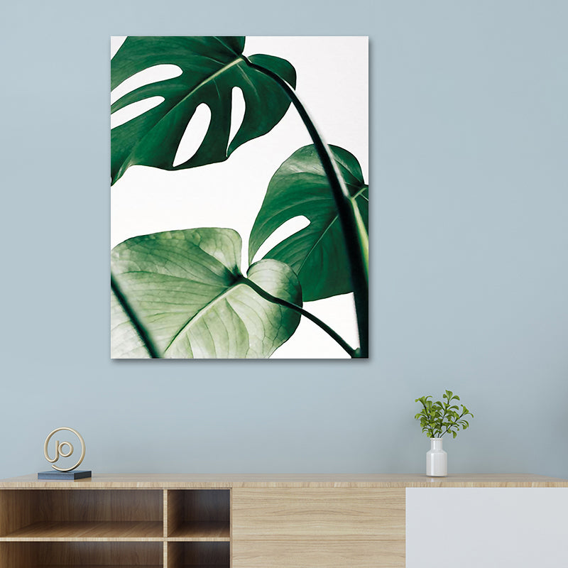 Textured Monstera Leaves Wall Decor Tropical Canvas Wall Art for Living Room