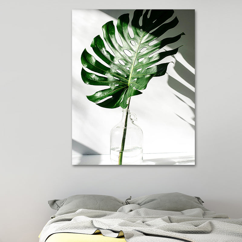 Textured Monstera Leaves Wall Decor Tropical Canvas Wall Art for Living Room