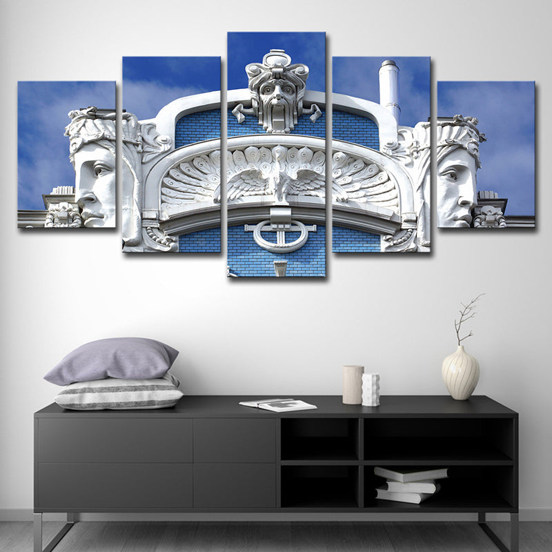 White Sculpture Canvas Wall Art Architecture Modern Multi-Piece Wall Decor for Home