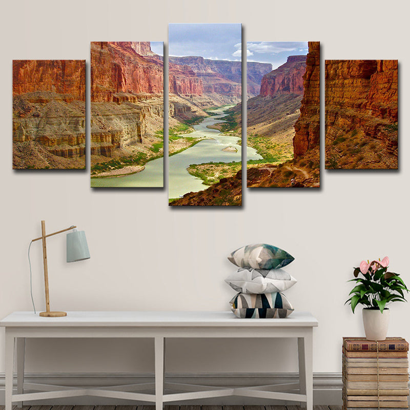 Brown Grand Canyon Canvas Landscape Modern Multi-Piece Wall Art for Parlor