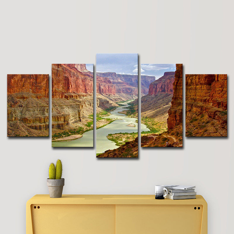 Brown Grand Canyon Canvas Landscape Modern Multi-Piece Wall Art for Parlor