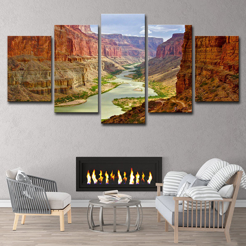 Brown Grand Canyon Canvas Landscape Modern Multi-Piece Wall Art for Parlor