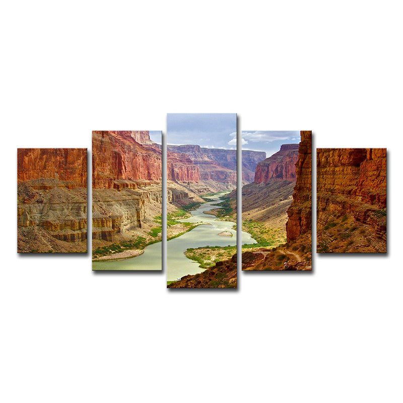 Brown Grand Canyon Canvas Landscape Modern Multi-Piece Wall Art for Parlor