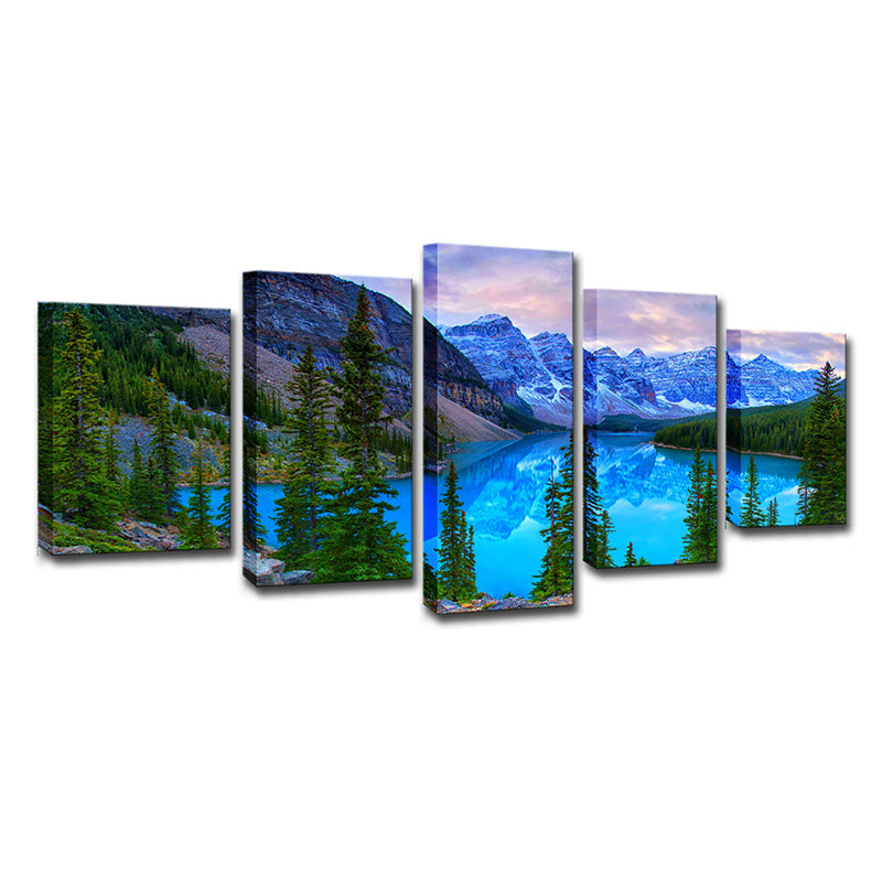 Banff National Park Scenery Canvas Art Blue Global Inspired Wall Decor for Dining Room