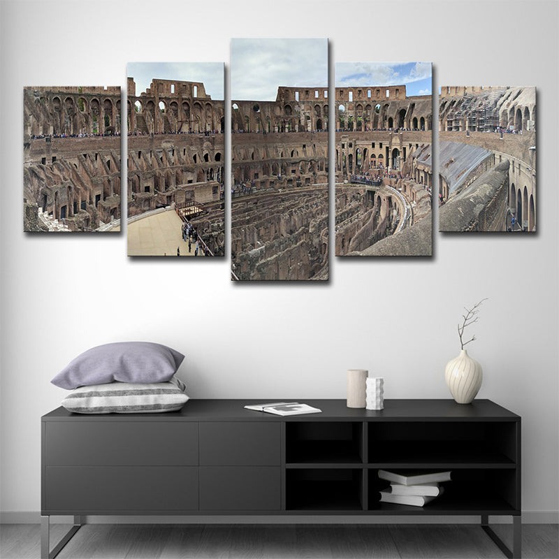 Grey Colosseum Canvas Wall Art Multiple-Piece Wall Decoration for House Interior