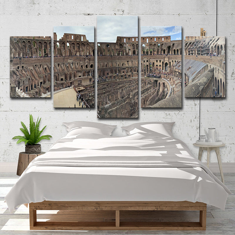 Grey Colosseum Canvas Wall Art Multiple-Piece Wall Decoration for House Interior