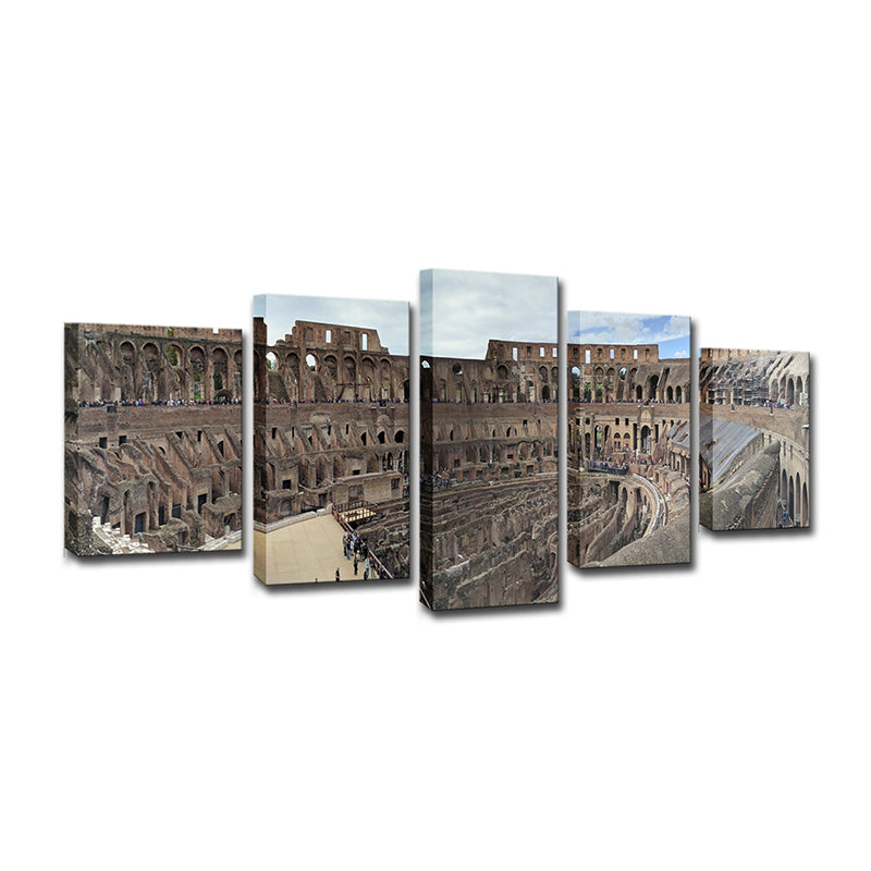 Grey Colosseum Canvas Wall Art Multiple-Piece Wall Decoration for House Interior