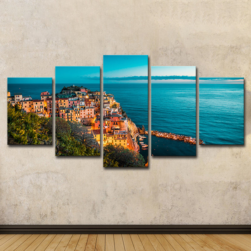 Multi-Piece Italy Cinque Terre Art Print Global Inspired Canvas Wall Decor for Living Room