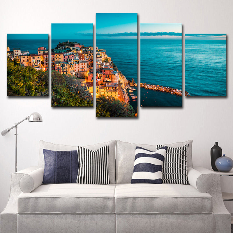 Multi-Piece Italy Cinque Terre Art Print Global Inspired Canvas Wall Decor for Living Room