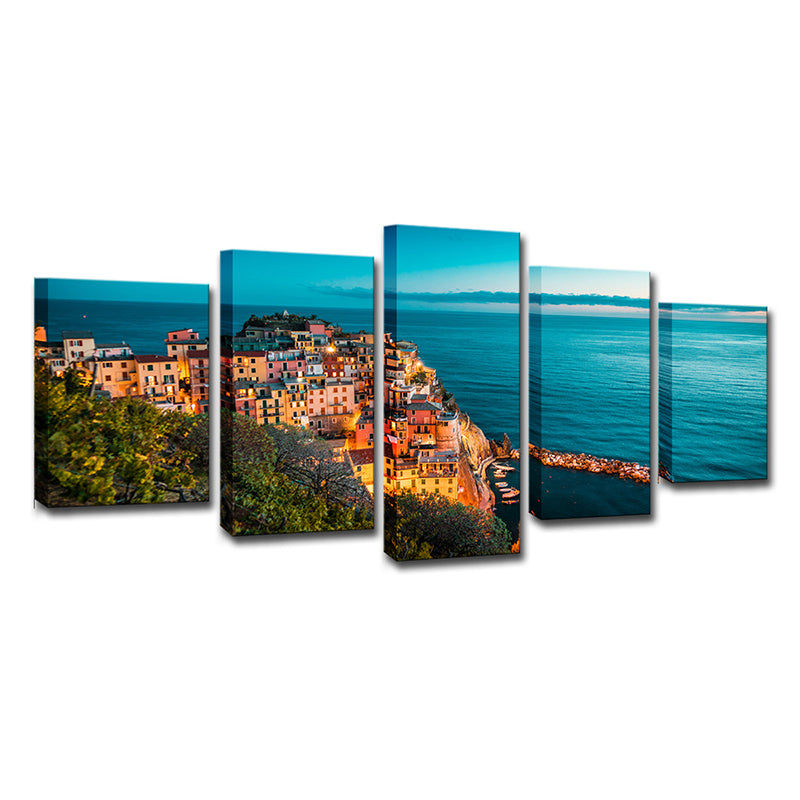 Multi-Piece Italy Cinque Terre Art Print Global Inspired Canvas Wall Decor for Living Room