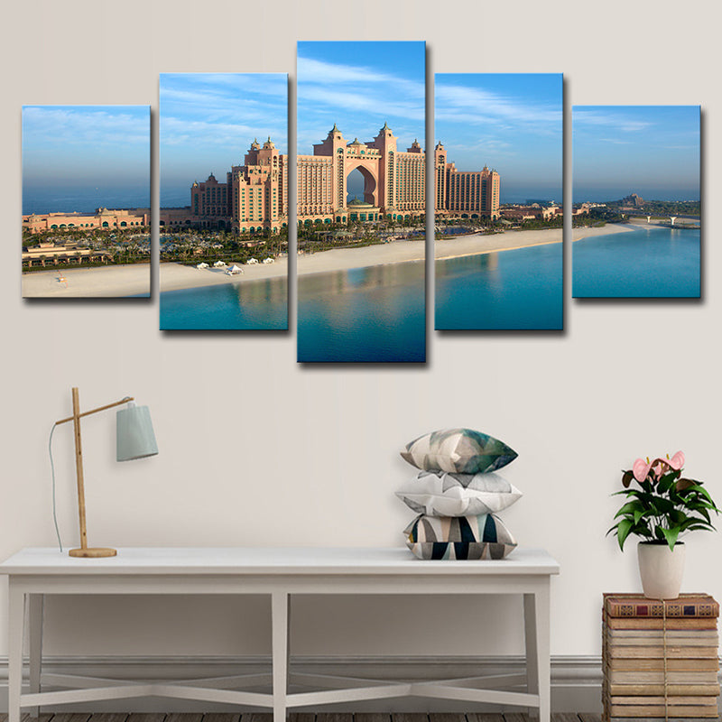 Contemporary Emirates City Hotel Canvas Blue Multi-Piece Wall Art for Bedroom