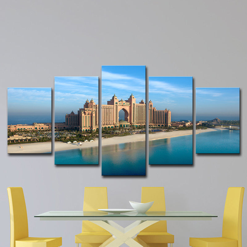 Contemporary Emirates City Hotel Canvas Blue Multi-Piece Wall Art for Bedroom