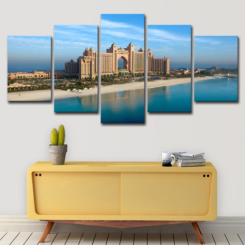 Contemporary Emirates City Hotel Canvas Blue Multi-Piece Wall Art for Bedroom