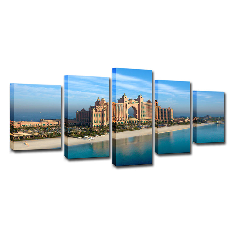 Contemporary Emirates City Hotel Canvas Blue Multi-Piece Wall Art for Bedroom