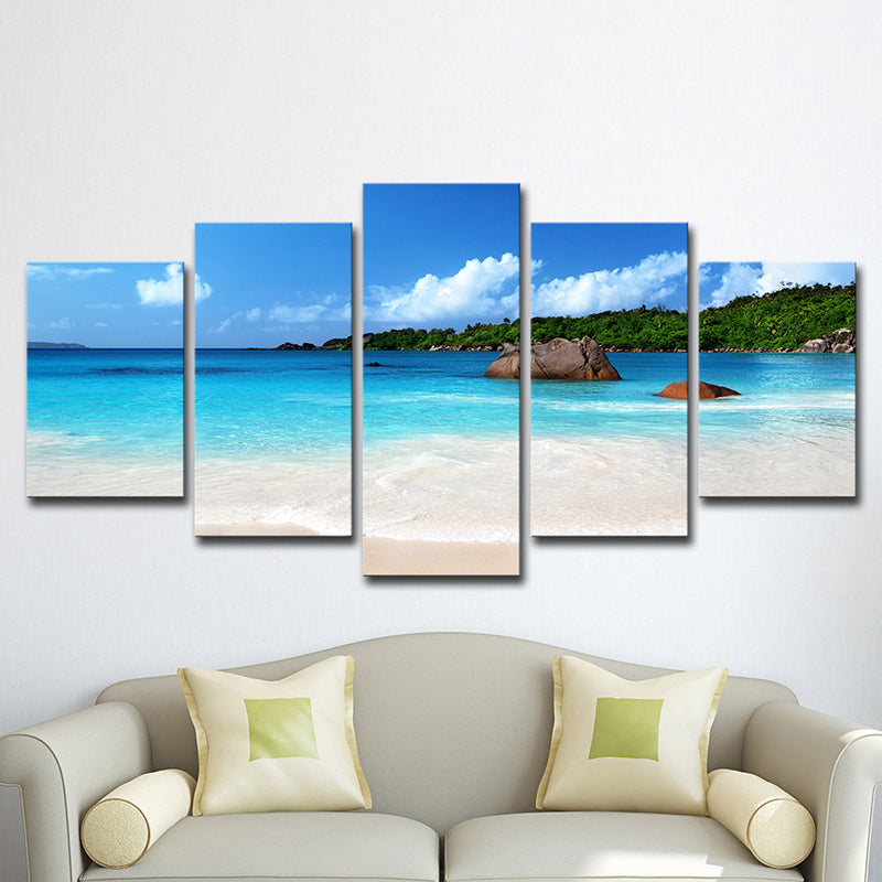 Tropix Beach Scenery Wall Art Decor Sky Blue Multi-Piece Canvas Print for Bedroom