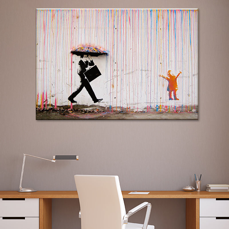 Rainbow Rain Canvas Wall Art Textured Creative Modern Sitting Room Wall Decoration