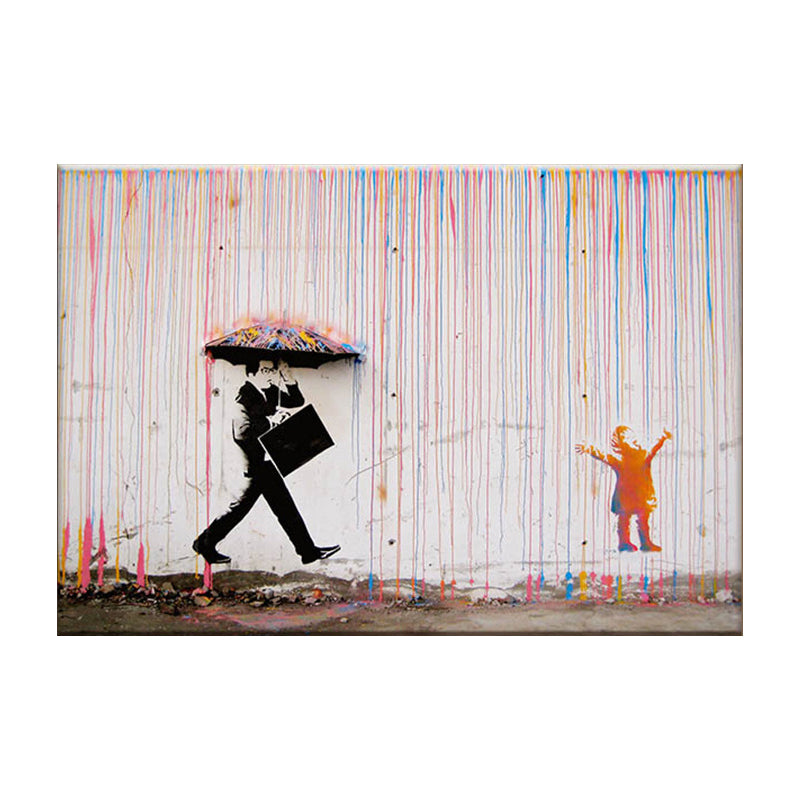 Rainbow Rain Canvas Wall Art Textured Creative Modern Sitting Room Wall Decoration