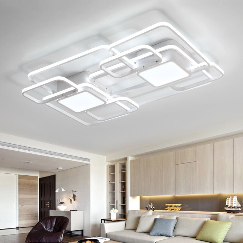 Square and Block Acrylic Ceiling Light Modern LED 18 "/21.5" /25.5 " Wide Flush Light in Warm / White / Natural Light