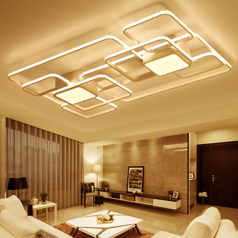 Square and Block Acrylic Ceiling Light Modern LED 18 "/21.5" /25.5 " Wide Flush Light in Warm / White / Natural Light