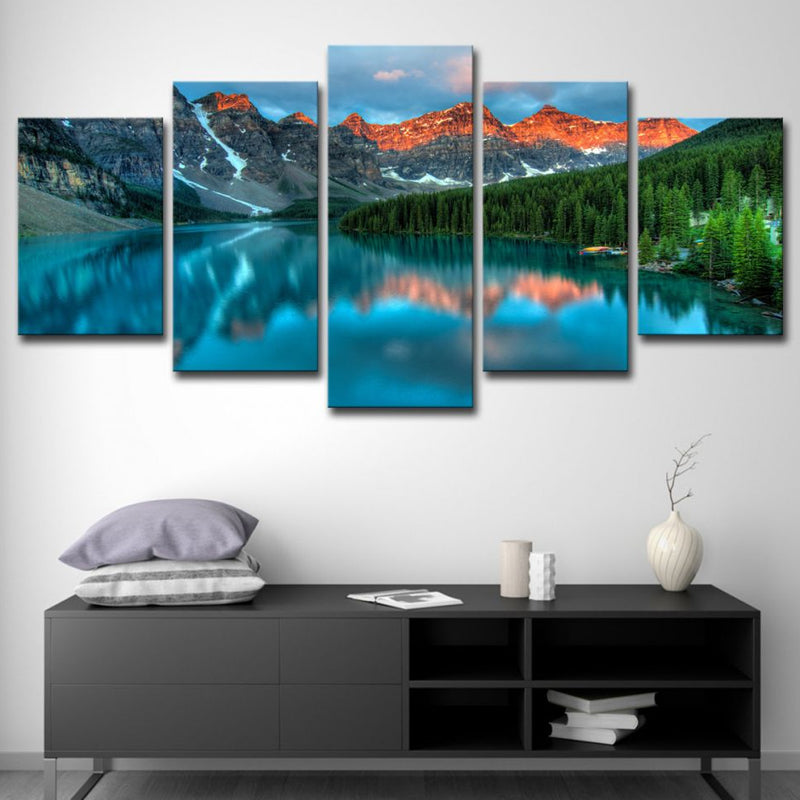 Nature Landscape Wall Decor Modern Static Banff National Park Canvas Art in Blue