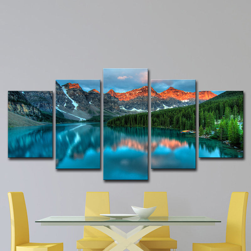 Nature Landscape Wall Decor Modern Static Banff National Park Canvas Art in Blue