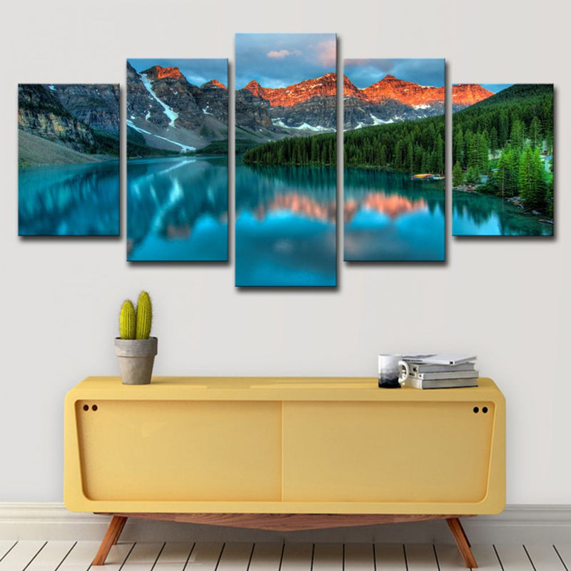 Nature Landscape Wall Decor Modern Static Banff National Park Canvas Art in Blue