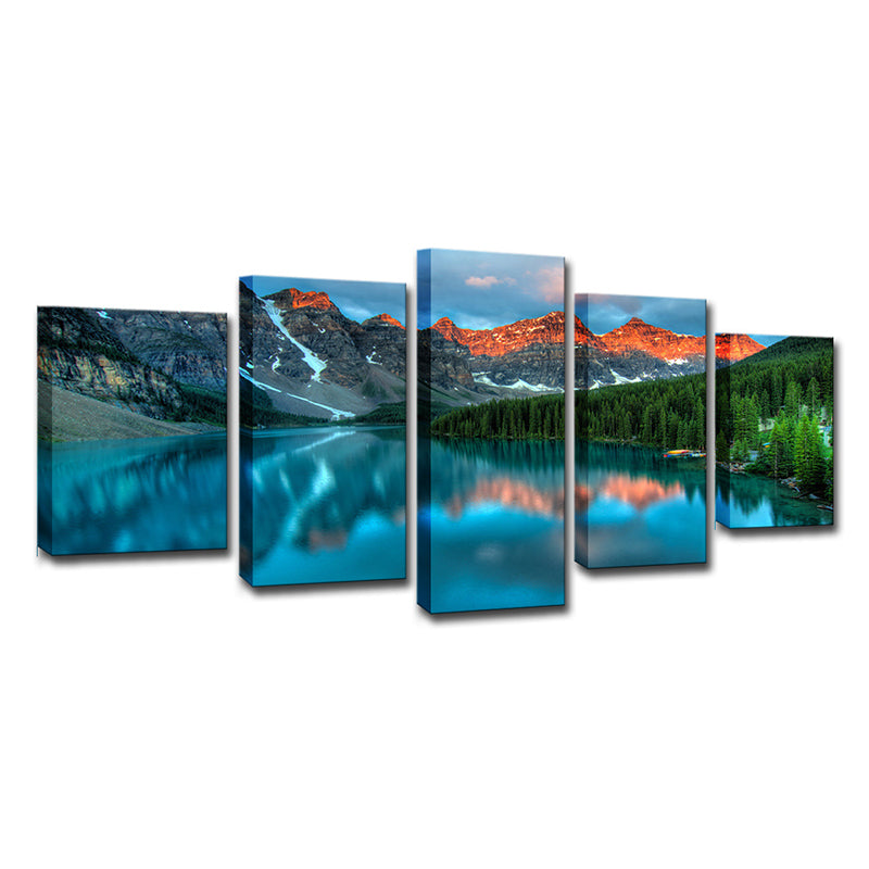 Nature Landscape Wall Decor Modern Static Banff National Park Canvas Art in Blue