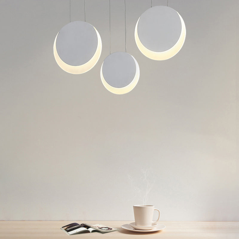 LED Pendant Light Simplicity White Suspension Pendant with Crescent Shaped Edge Acrylic Shade in Warm/White Light, 6.5"/8.5"W