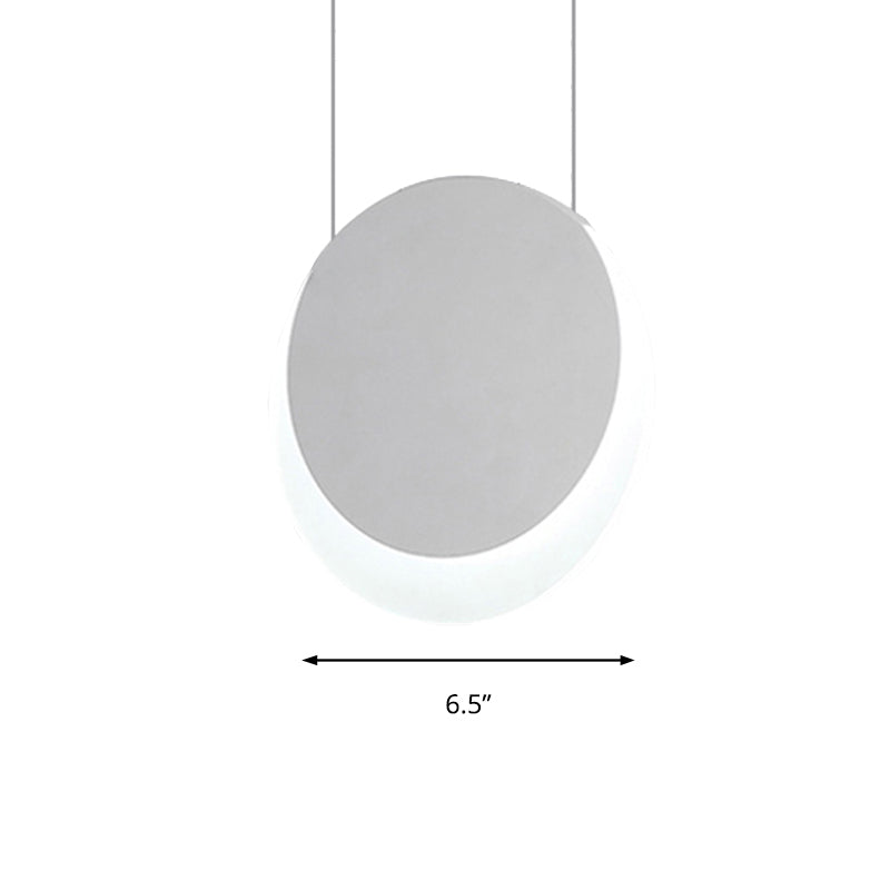 LED Pendant Light Simplicity White Suspension Pendant with Crescent Shaped Edge Acrylic Shade in Warm/White Light, 6.5"/8.5"W