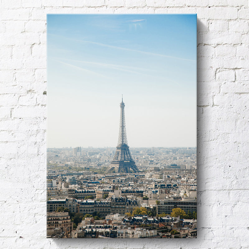 Blue Paris Tower Canvas Print Textured Global Inspired Wall Art for House Interior