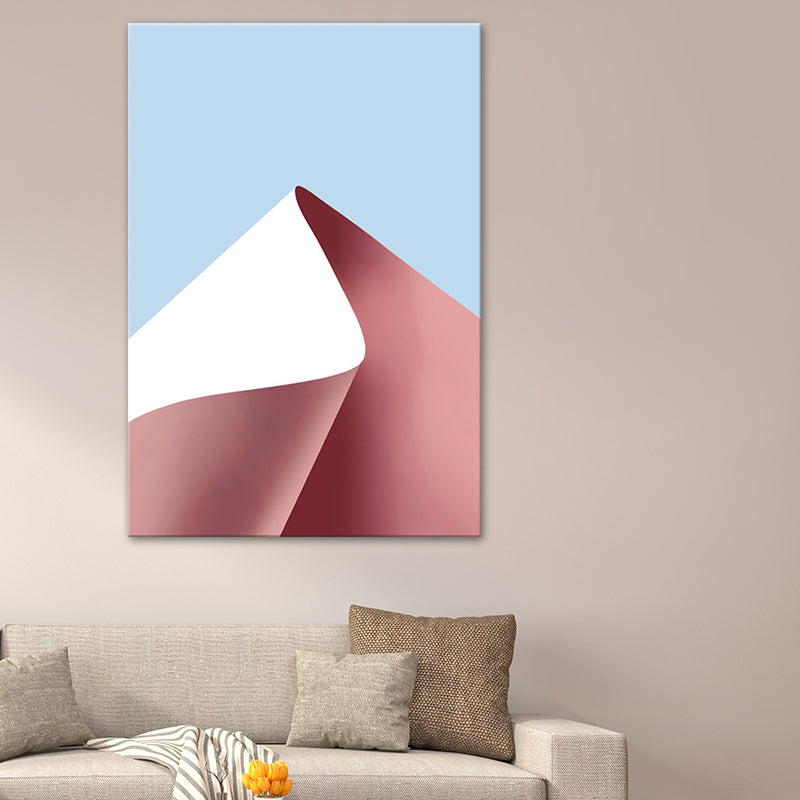 Pink Curved Paper Painting Textured Surface Minimalist Living Room Wall Art