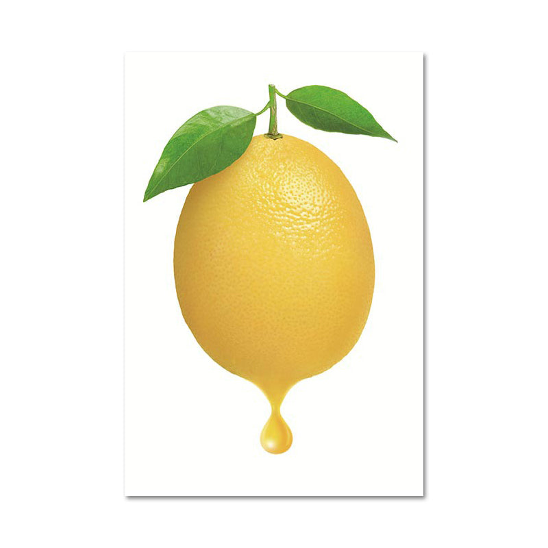 Simplicity Lemon Canvas Print in Yellow on White Living Room Wall Art, Textured