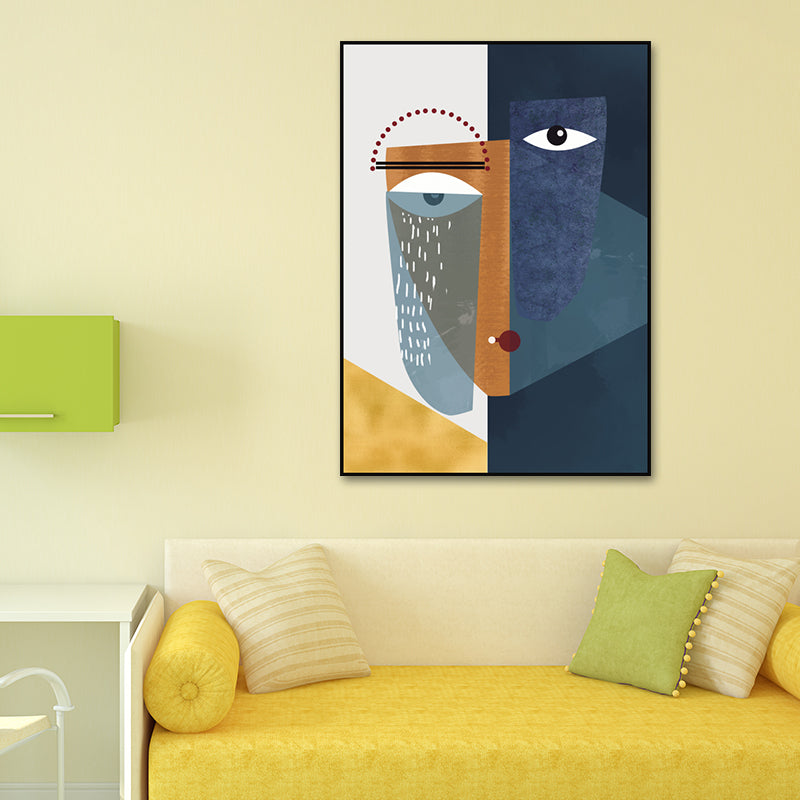 Modern Abstract Face Wall Art Canvas Textured Pastel Color Wall Decoration for Home