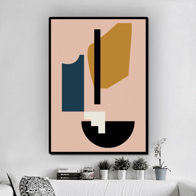 Geometrical Shapes Canvas Textured Nordic Dining Room Wall Art in Pink-Yellow