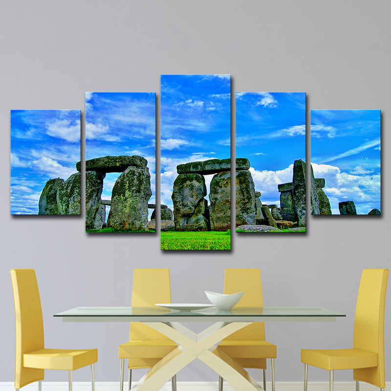 Global Inspired Landmark Canvas Blue Stonehenge Landscape Wall Art for Bedroom