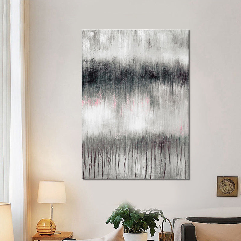 Abstract Painting Wall Decor Black and Brown Modernist Canvas Art for Dining Room