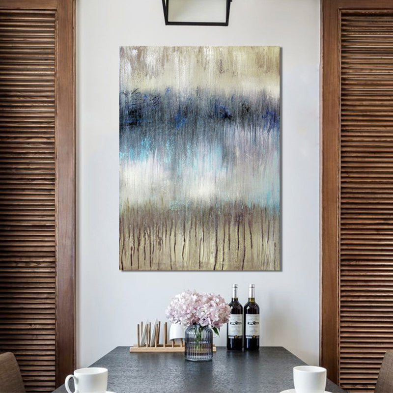 Abstract Painting Wall Decor Black and Brown Modernist Canvas Art for Dining Room