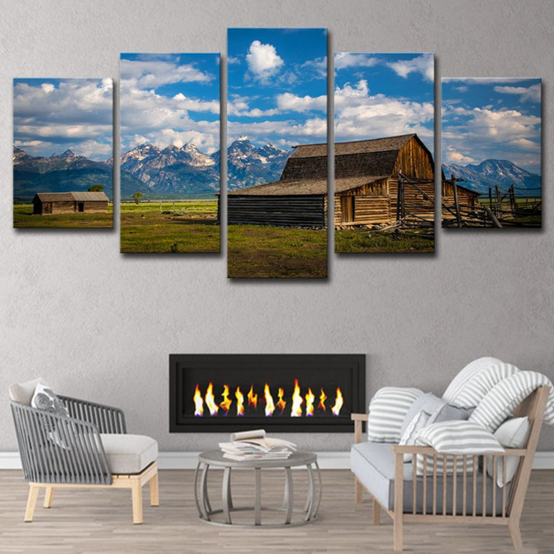 Multi-Piece Barn Scenery Wall Art Canvas Contemporary Wall Decor for Family Room