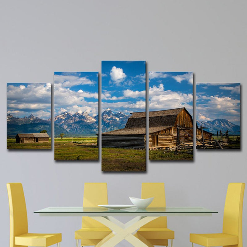 Multi-Piece Barn Scenery Wall Art Canvas Contemporary Wall Decor for Family Room