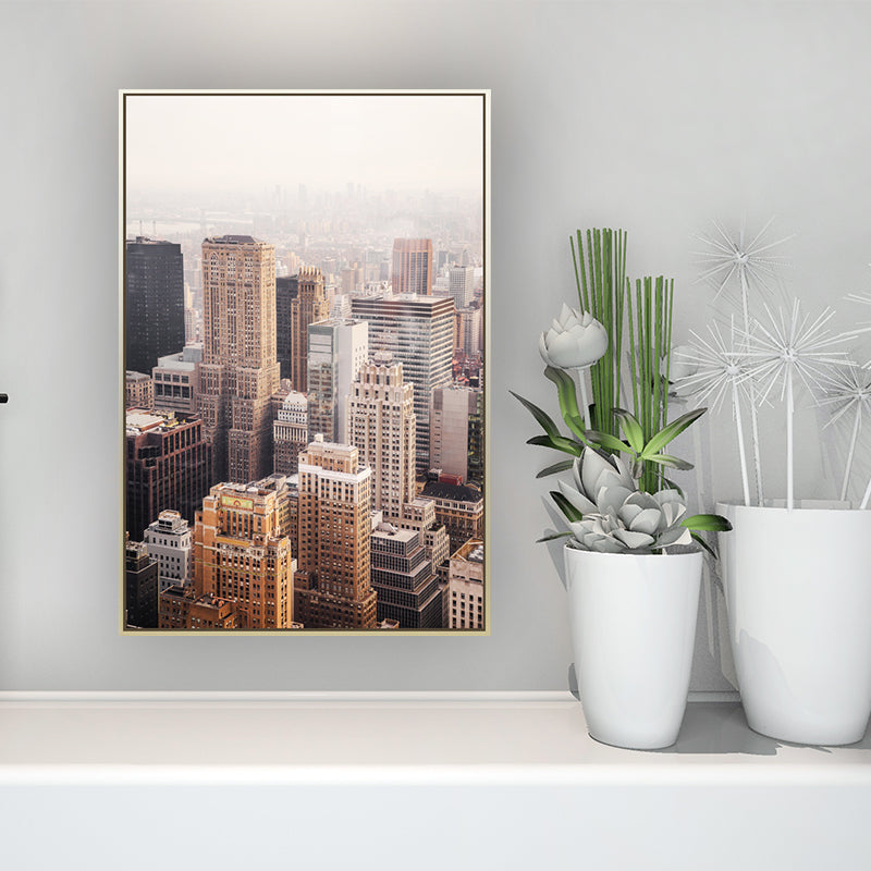 Textured Cityscape Wall Art Print Modern Style Canvas Wall Decoration for Living Room