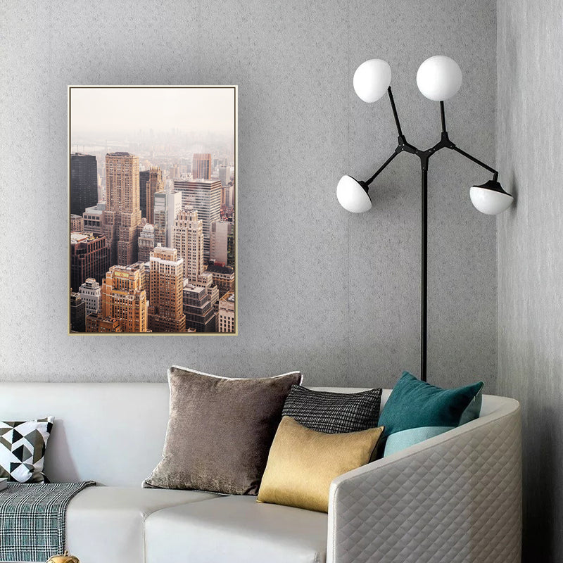 Textured Cityscape Wall Art Print Modern Style Canvas Wall Decoration for Living Room