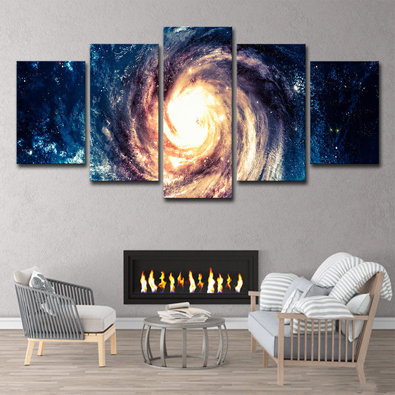 Blue Space Galaxy Canvas Print Multi-Piece Modern Style Living Room Wall Art