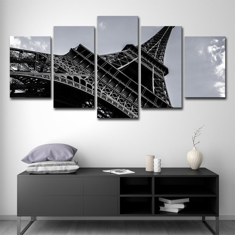 Black Eiffel Tower Wall Decor Architecture Global Inspired Multi-Piece Canvas Art