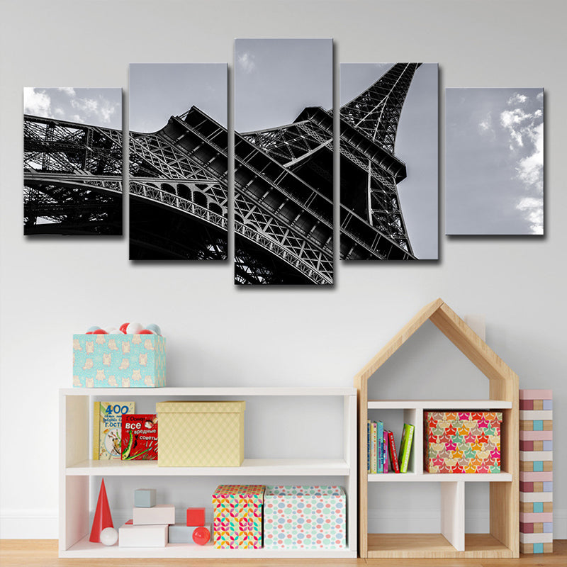 Black Eiffel Tower Wall Decor Architecture Global Inspired Multi-Piece Canvas Art