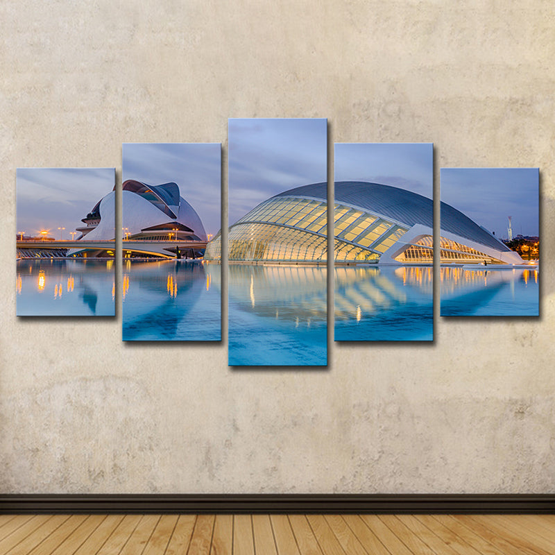 Sydney Opera House Wall Art Global Inspired Multi-Piece Living Room Wall Decor in Blue