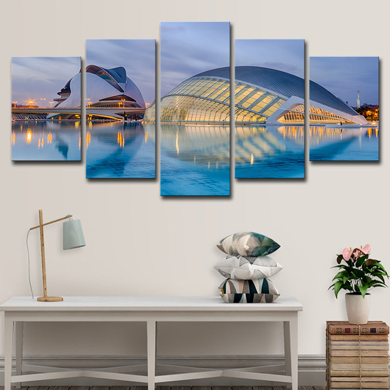 Sydney Opera House Wall Art Global Inspired Multi-Piece Living Room Wall Decor in Blue